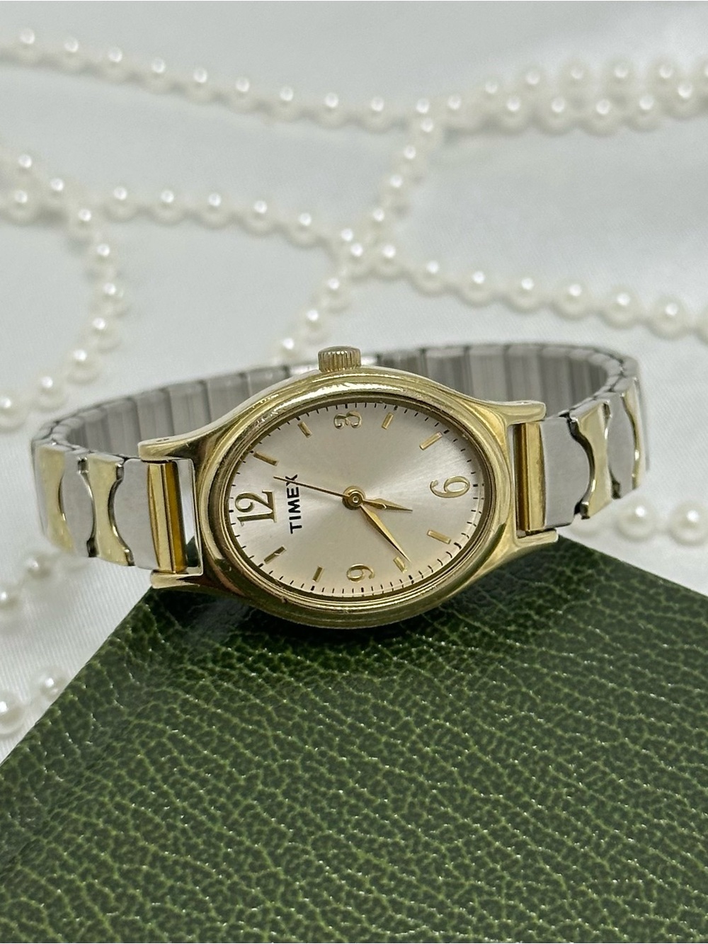 Two-Tone Oval Dial Timex Watch